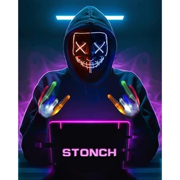 unbranded Accessories Stonch Halloween Mask Skeleton Gloves Set 3